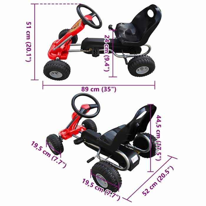 Pedal Go-Kart - VIDAXL - Red - For Children Aged 3 To 5 Years - Oscillating Axle
