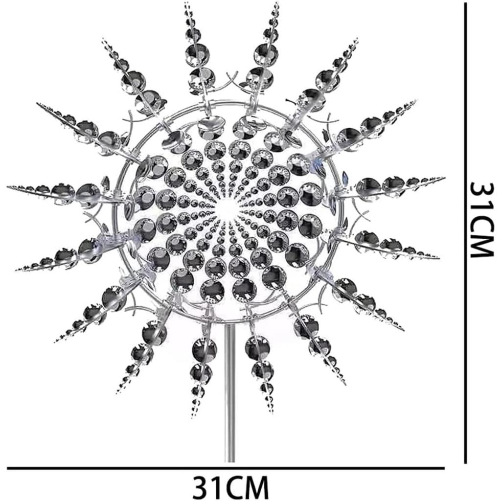 Moară de Vânt Kinetică Metalică Unică, Magică, 3D, Alimentată de Vânt, Spinner Solar - Spinners Solare de Vânt pentru Gazon, Curte și Grădină - Decorațiune Metalică pentru Terasă în Aer Liber