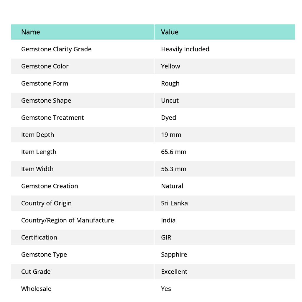 NATURAL 200 Ct Yellow Sapphire Earth Mined Huge Rough CERTIFIED Loose Gemstone A-109