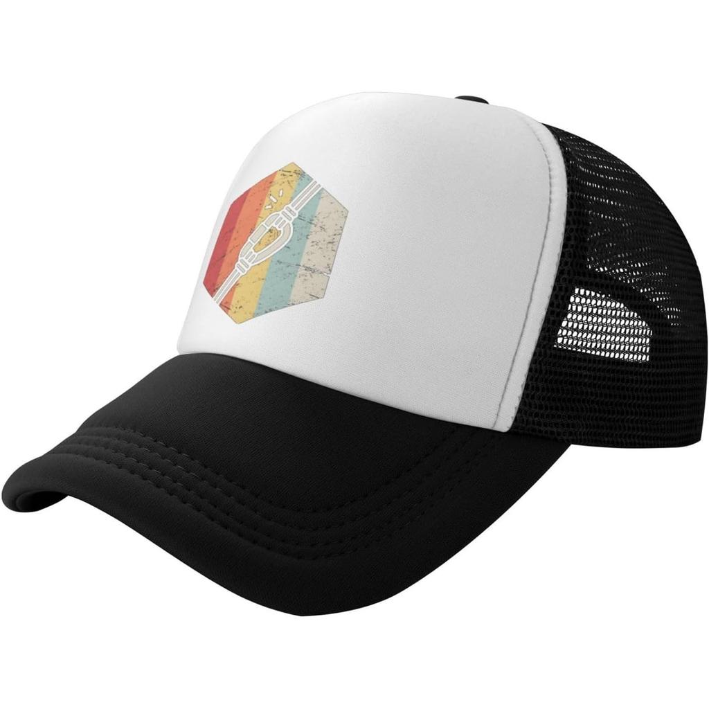 Rock Climbing Icon Trucker Hat Retro Vintage Snapback Mesh Cap for Outdoor Unisex Adults