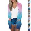 Women's Casual Fashion Floral Print Long Sleeve Mid-Length Cardigan Jacket