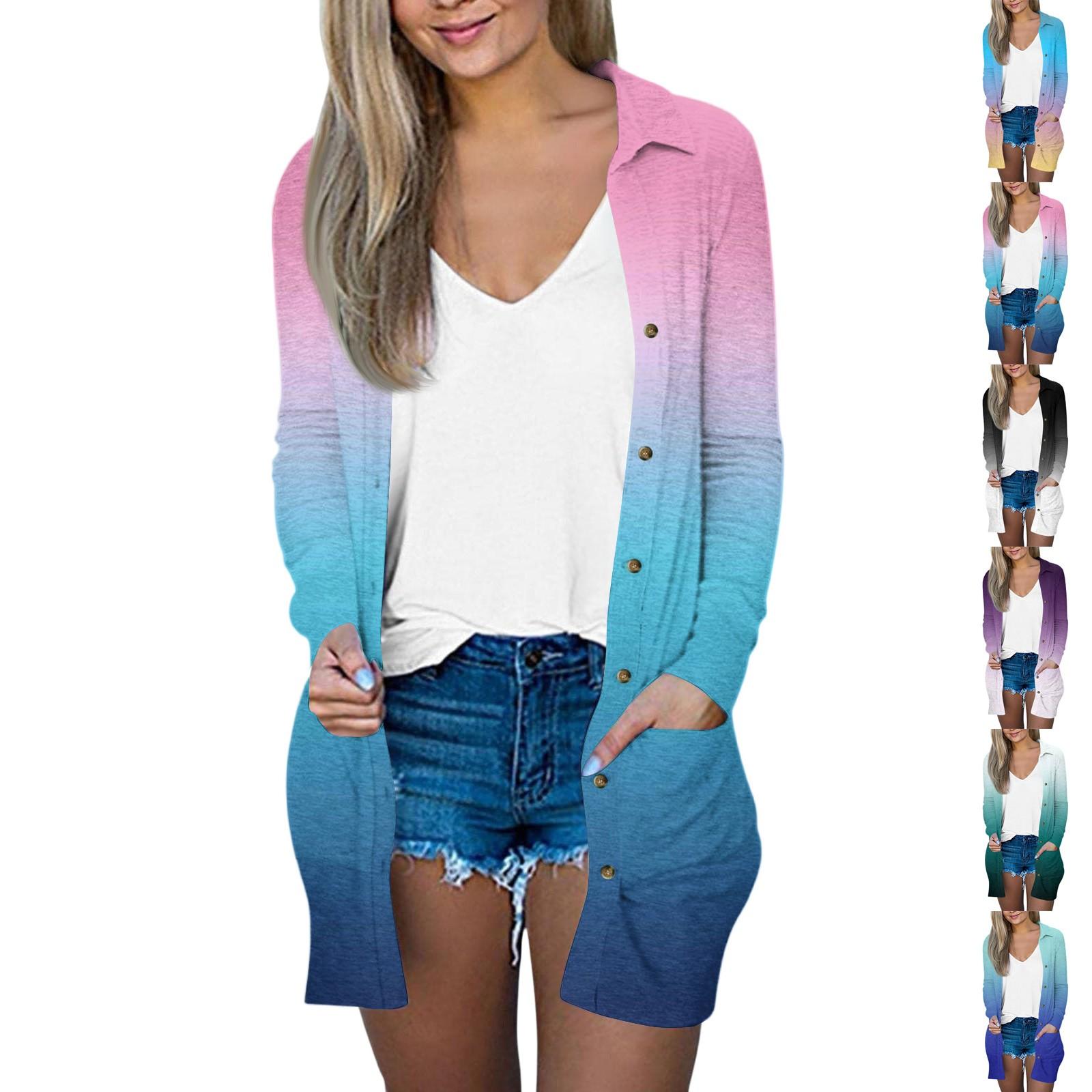 

Women s Casual Fashion Floral Print Long Sleeve Mid-Length Cardigan Jacket M чорний