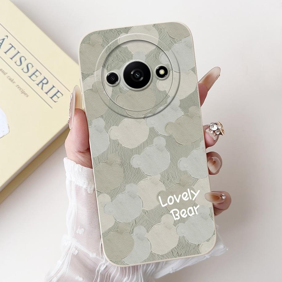 Für Xiaomi Redmi A3 Hülle 2024 Neue Mode Blume Quadratisch Silikon Kameraobjektiv Schutzabdeckung Für Xiaomi Poco C61 RedmiA3 Stoßstange