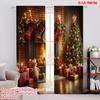 2pcs 2D Flat Printing Merry Christmas Window Curtains Fireplace_ Decorative Trees and Gifts Polyester Without Electricity Spring