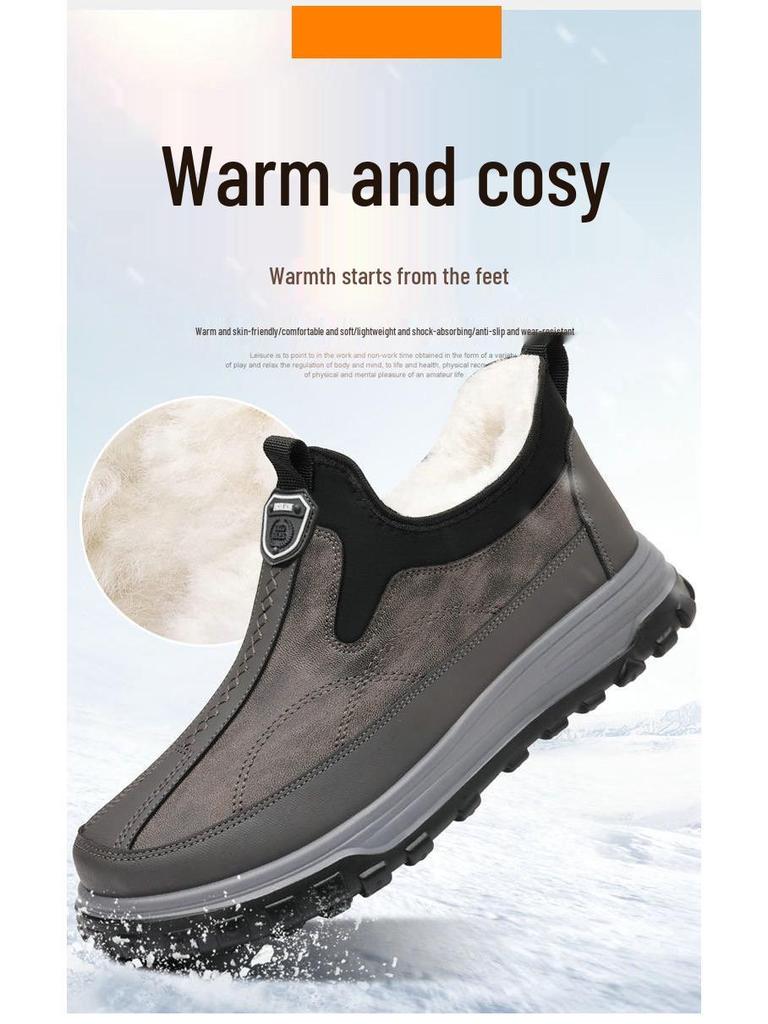 Men's Winter Cotton Shoes: Warm Velvet-Lined, Soft Sole, Breathable Snow Boots
