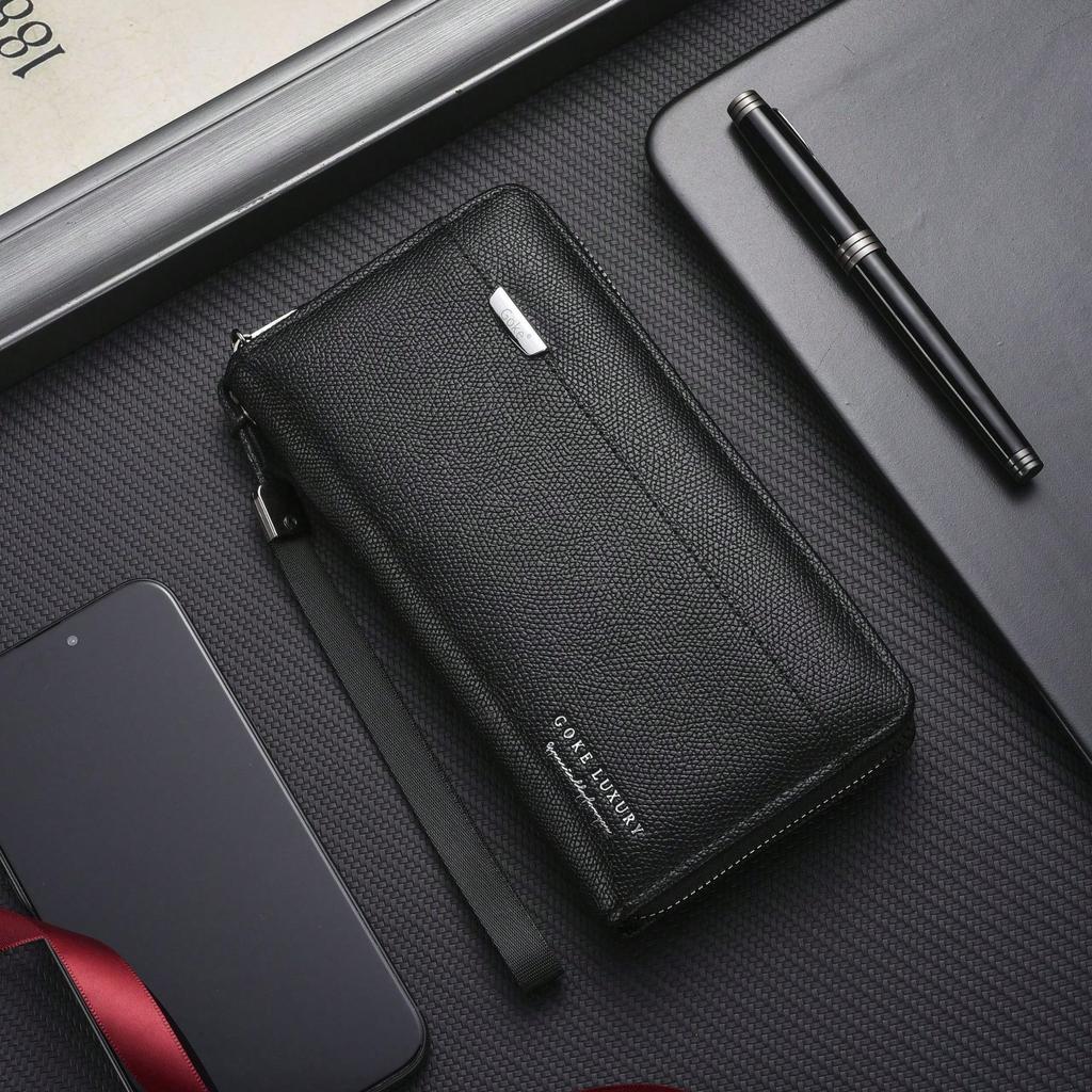Long zipper large capacity multi-card clutch bag business fashion youth men's bag