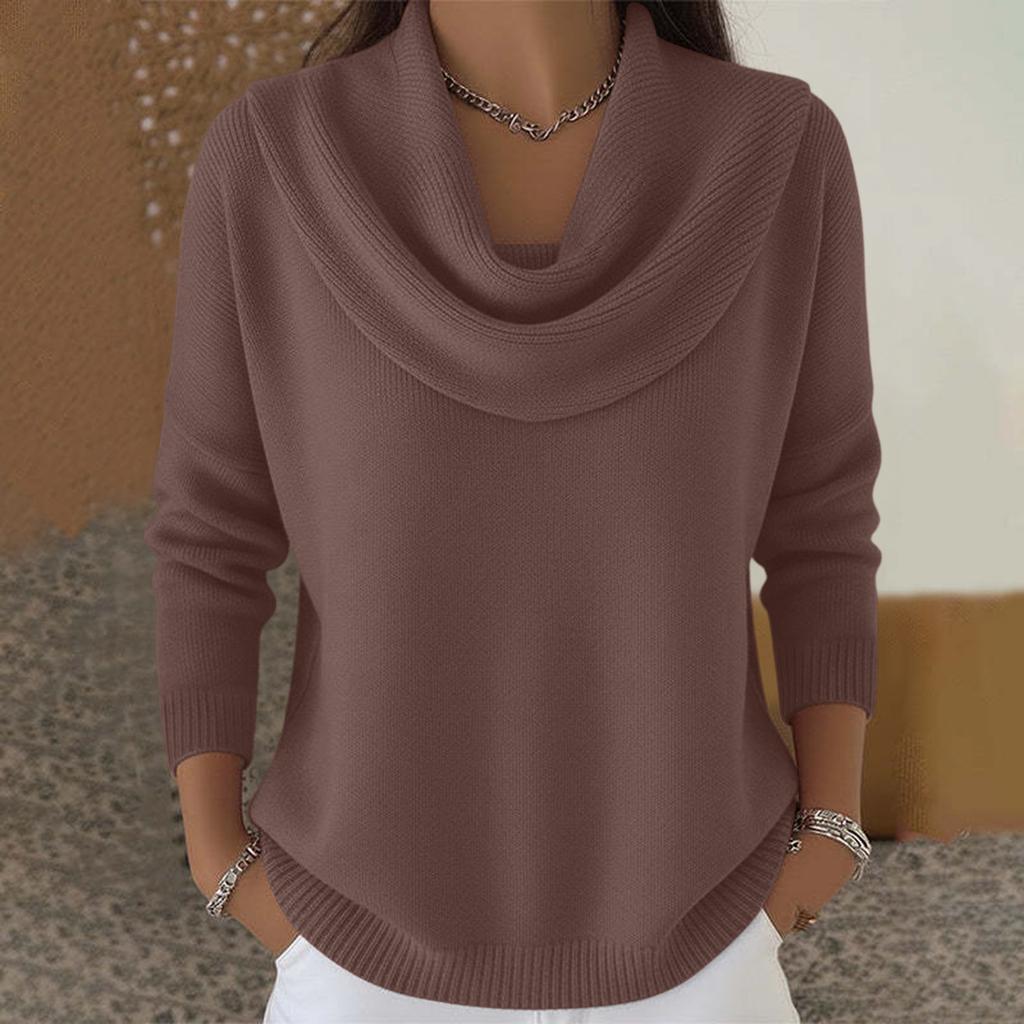 Women's Casual And Fashionable Round Neck Long Sleeved Color Top