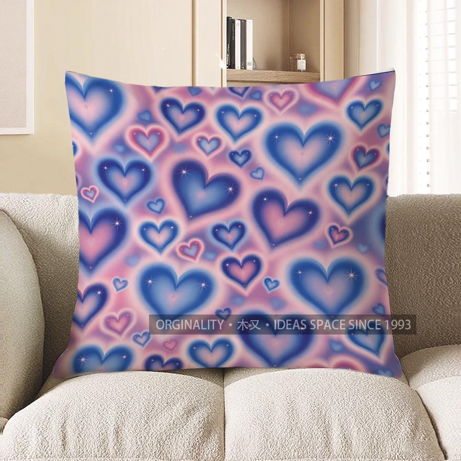 2D Heart-Shaped Stars Cosmic Pattern Pillow Covers Pattern Cushion Cover Suitable For Sofa Bedroom Car Pillow Cover