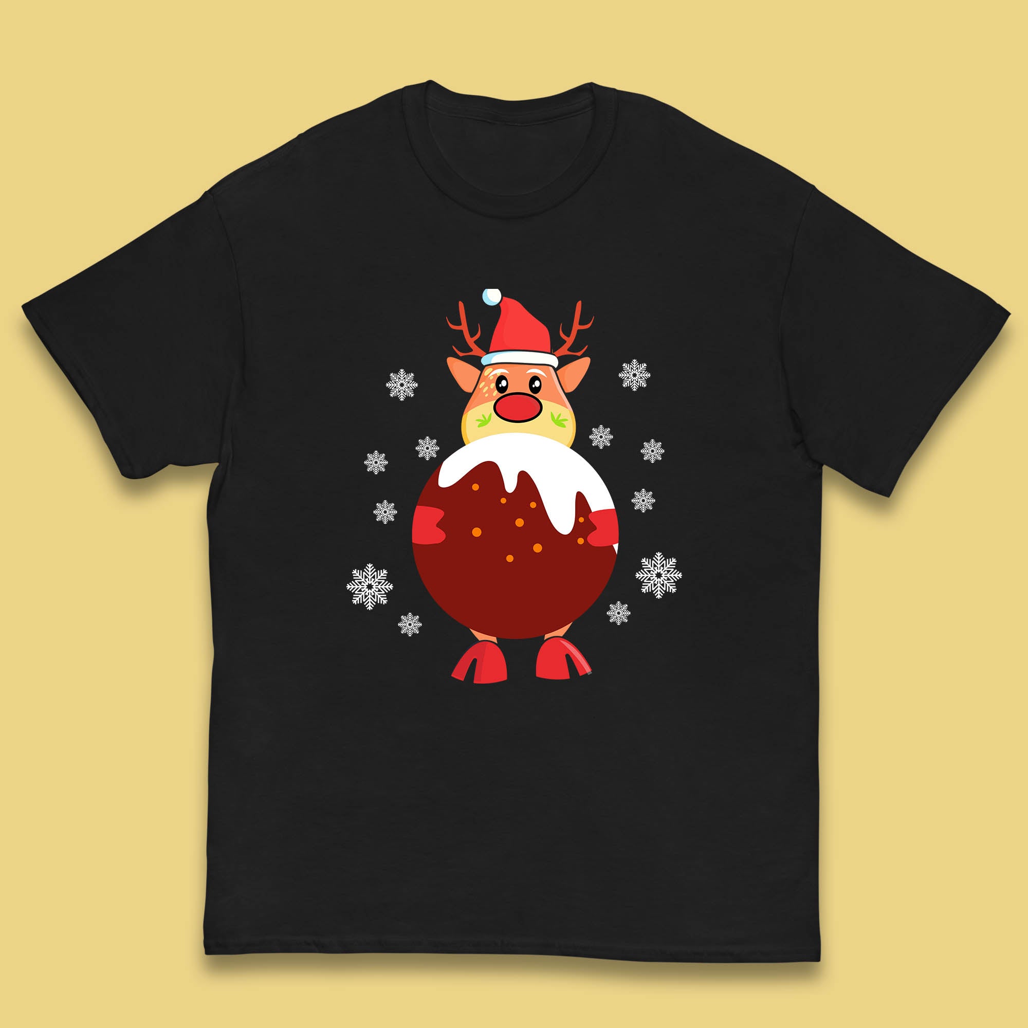 Reindeer Christmas Kids T Shirt Christmas Pudding Top 150