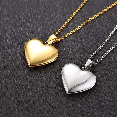 Vnox Collane Portafoto a Forma di Cuore Romantico per Donne Regali Apribili Acciaio Inossidabile Promessa Amore Souvenir Gioielli