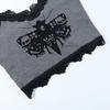 GMXIA Spice Lace Patchwork Halfter Dark Wind Persönlichkeit Moth Print Abnehmen Temperament Top Lady
