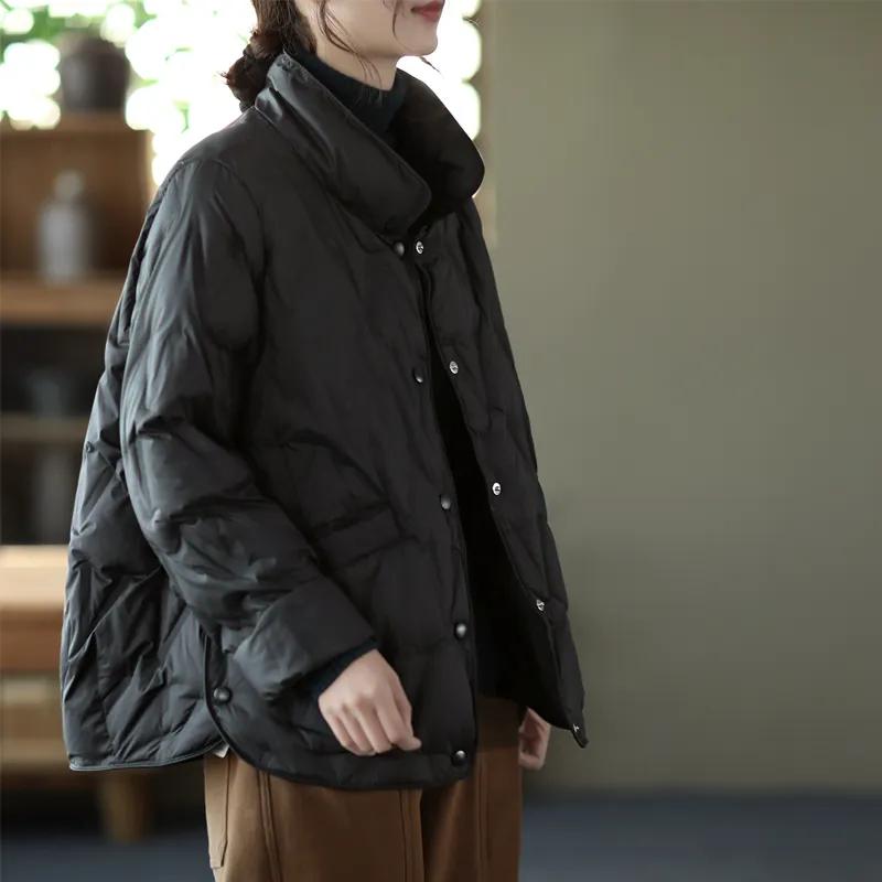 Women's Thickened Warm Long-sleeved Cotton-padded Jacket, Loose and Thin, Solid-color Outer Cotton-padded Jacket