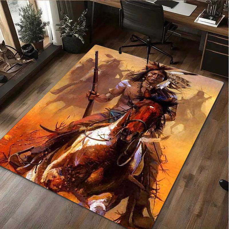 Native American Print Rug - Home Decoration Carpet For Living Room Bedroom Flooring Computer Chair Area Rug