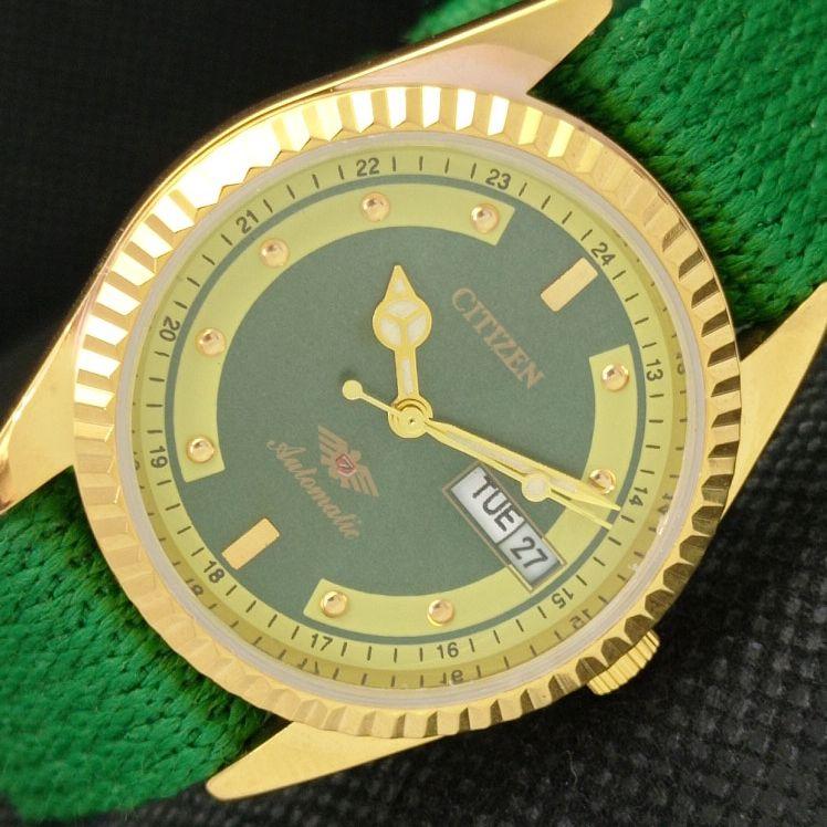 

ВОССТАНОВЛЕННЫЕ ВИНТАЖНЫЕ CITIZEN AUTO 8200 JAPAN MENS D/D ЗЕЛЕНЫЕ ЧАСЫ 610b-a317868-9 SKU610b-a317868