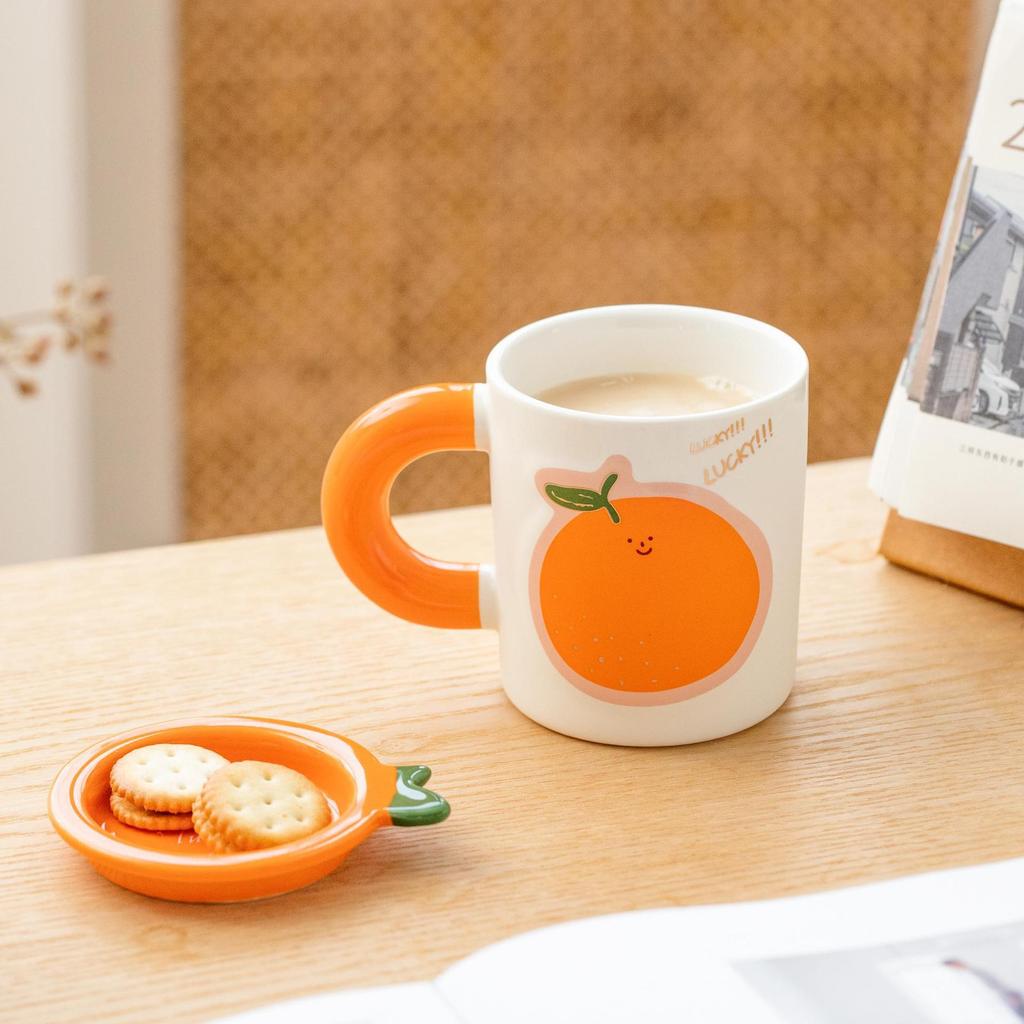 Summer Fruit Ceramic Cup with Lid Mug Couple Coffee Cup Student Drinking Water Cup Breakfast Cup Gift Box