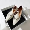 Fashion Fashion Flat Shoes Women's Spring Autumn New Pointed Toe Woven Silver Comfortable Women's Shoes Leather Flats Ladies Work Shoes