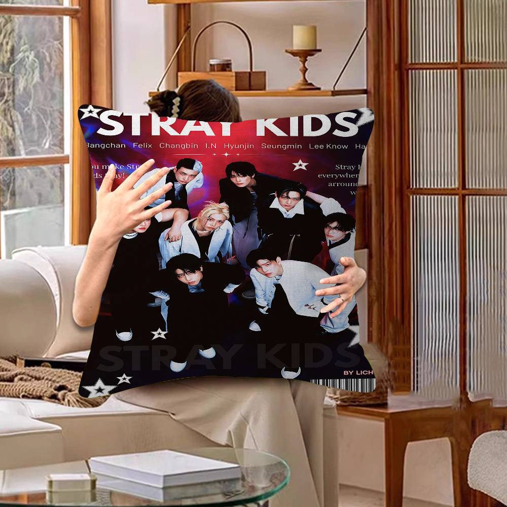 Hot Kpop Style S-Stray K-Kids Cushion Cover Pillowcase Upholstery Sofa Throw Pillow Home Decor Pillowcas