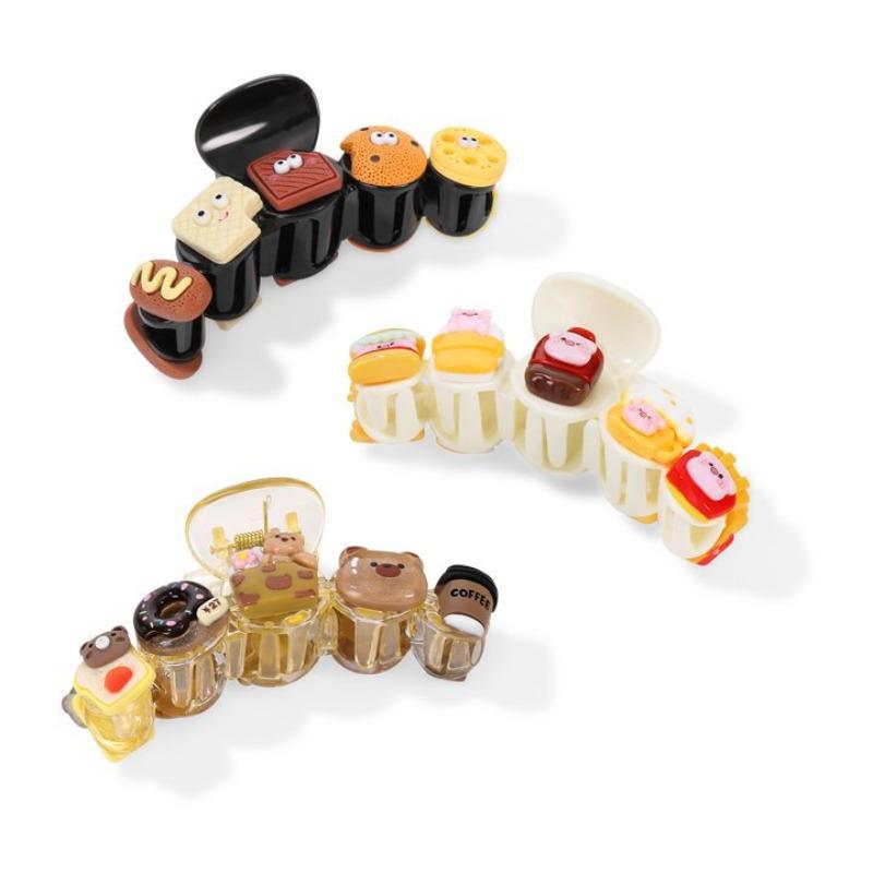 Cute Hairpins At The Back of The Hair Roots Coiled Hair and Shark Clip Headwear