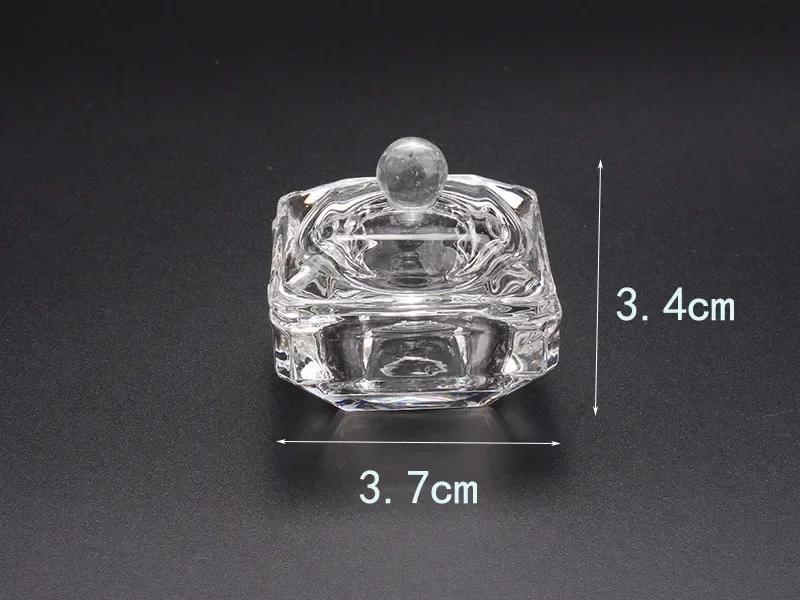 New Nail Art Crystal Glass Acrylic Powder Liquid Nail Cup Dappen Dish Lid Bowl Cup Holder Equipment Crystal Glass Nail Art Tools