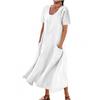 Women's Solid Color Round Neck Short Sleeve Loose Hem Dress