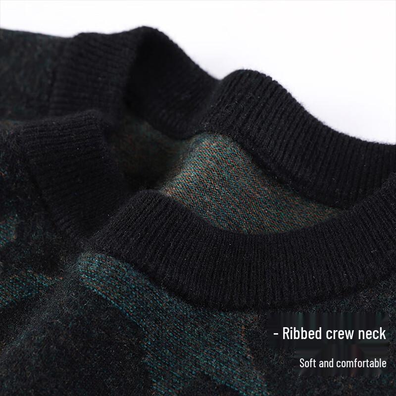 Antonio Men's 100% Wool Jacquard Thickened Knitted Sweater