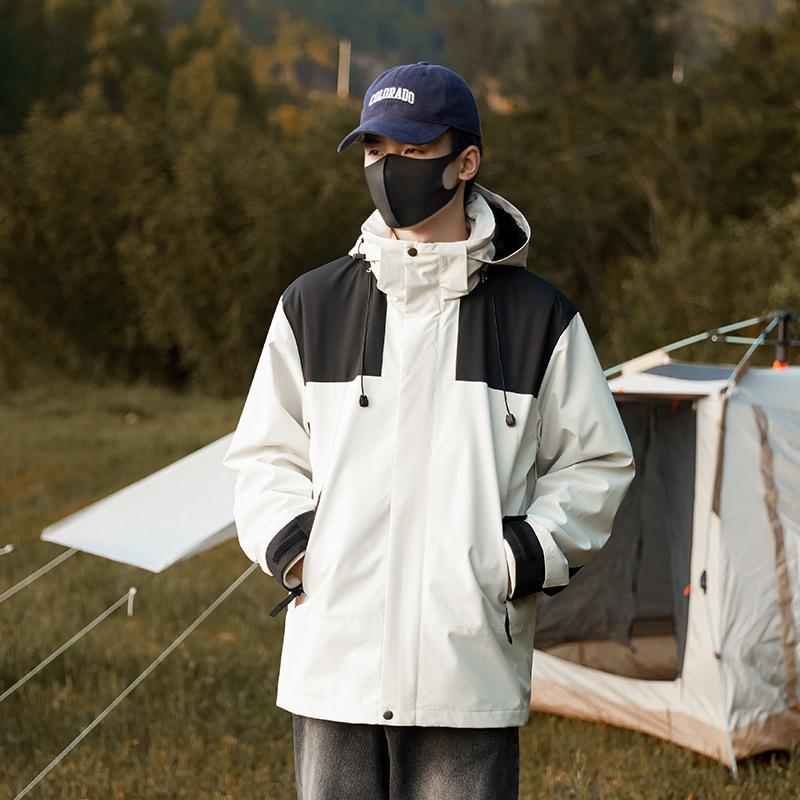 

Осень и зима новая пара «три в одном» со съемной внутренней подкладкой с капюшоном, ветрозащитная одежда для альпинизма, теплая куртка из жесткого материала для улицы 3XL