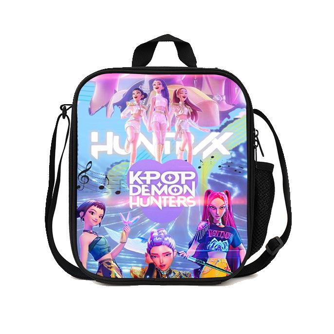 Gedruckte Hexenjäger K-Pop Essensbeutel, Studentin Huntrix Kpop Picknicktasche Kühltasche, Thermoisolierbeutel