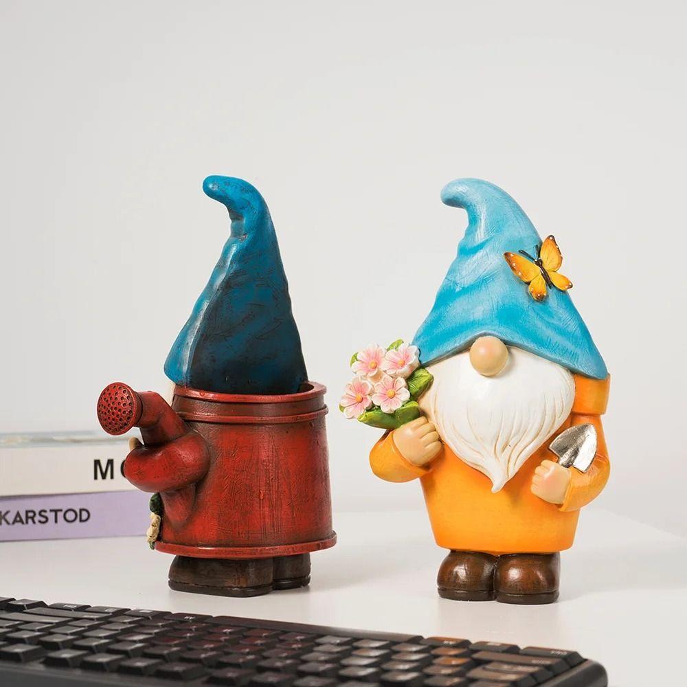 Resin Gnome Dwarf Flower Pot Cute Garden Elf Pot Figurine Hydroponic Flower Holder  Desktop