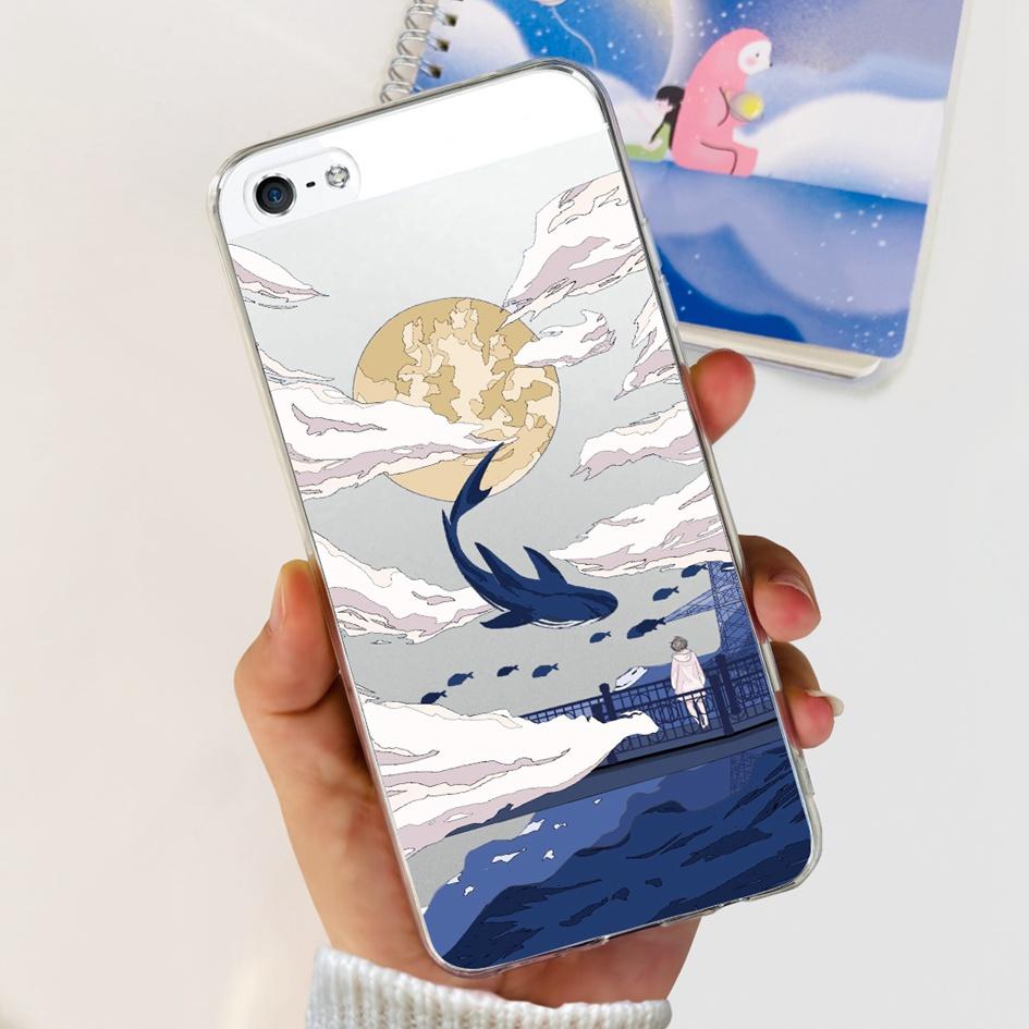 For iPhone 5 5S Case Fashion Astronaut Art Painted Shockproof Soft Cover For iPhone SE 2016 2020 SE2 TPU Funda on iPhone5 Bumper