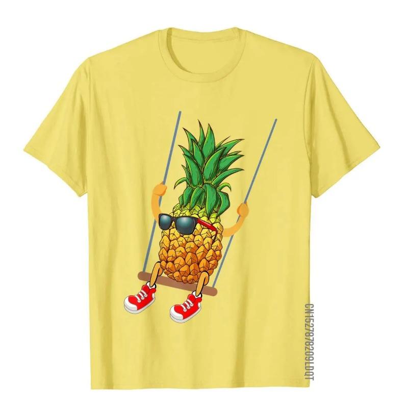 Funny Swinging Pineapple Swinger T-Shirt Prevailing Men T Shirt Simple Style Tops Shirts Cotton Vintage T-Shirts Men’s