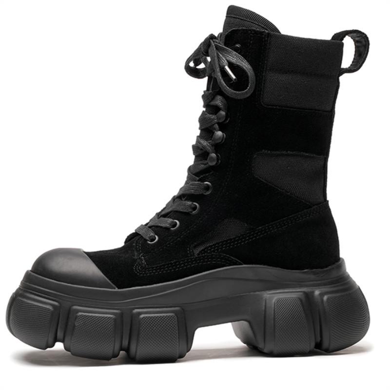 

Da Wang 2024 Женские ботинки Мартин на толстой подошве на платформе, на шнуровке, с круглым носком, в стиле Челси, ботильоны с увеличением роста 40