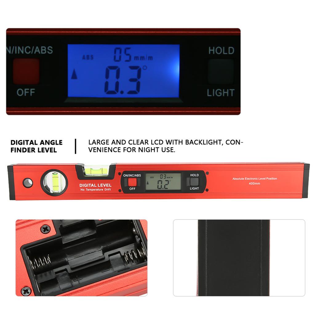 Digital Aluminum Alloy Magnetic Angle Finder Level 4 X 90° Inclinometer Digital Angle Finder Ruler Digital Angle Finder Level
