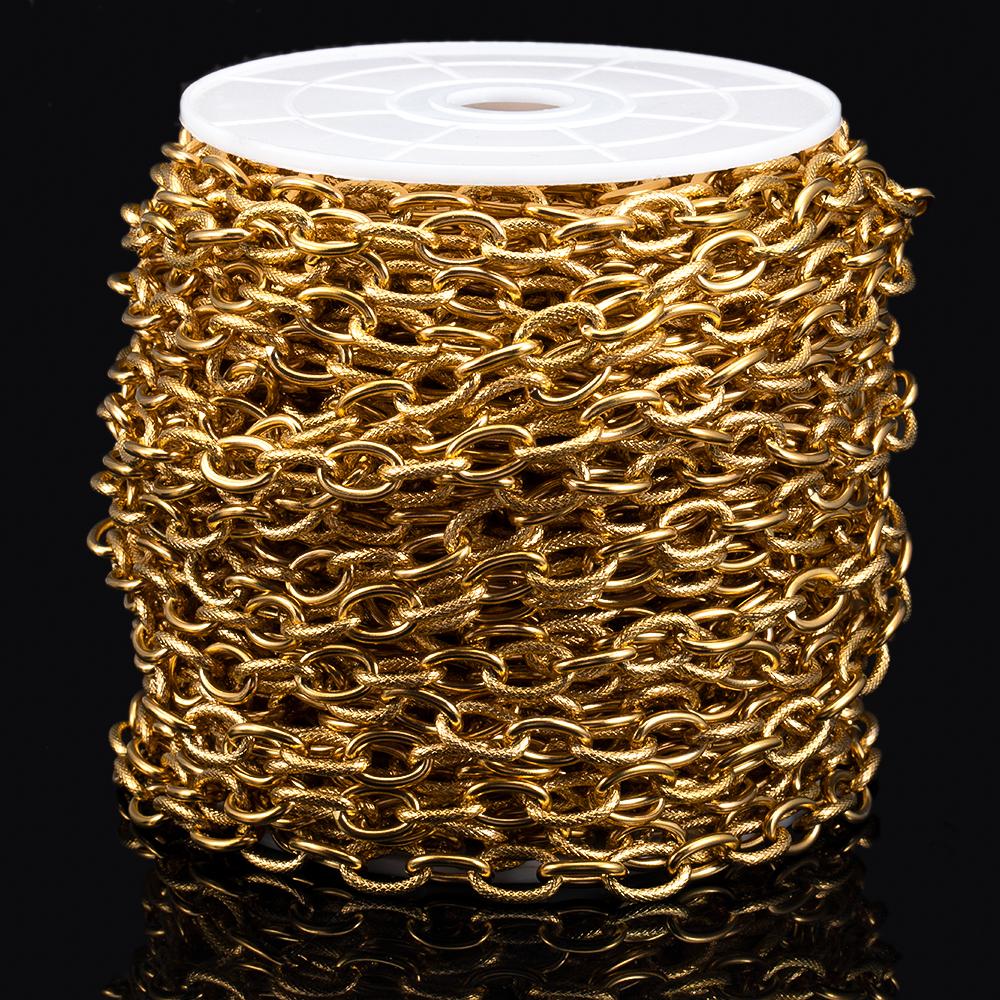 1M Heavy Chunky Hip Hop Chain Stainless Steel Frosted Oval Link Chains for DIY Men Jewelry Making Punk Necklace Bracelet Chain