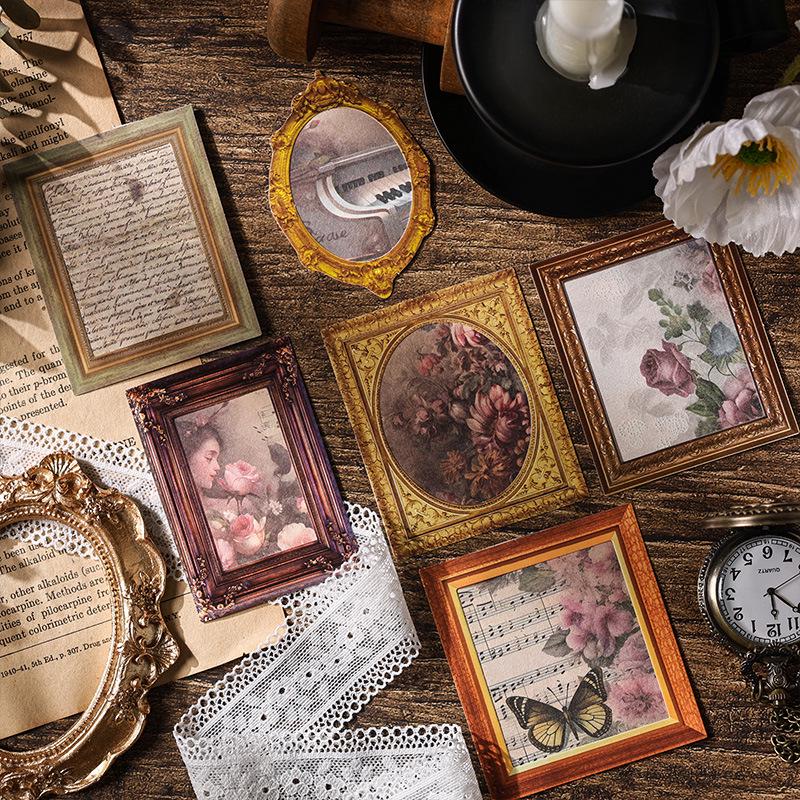 Yuezhen Time Imprint Retro Die-cut Journal Sticker Pack - Creative Borders and Pictures for Journaling