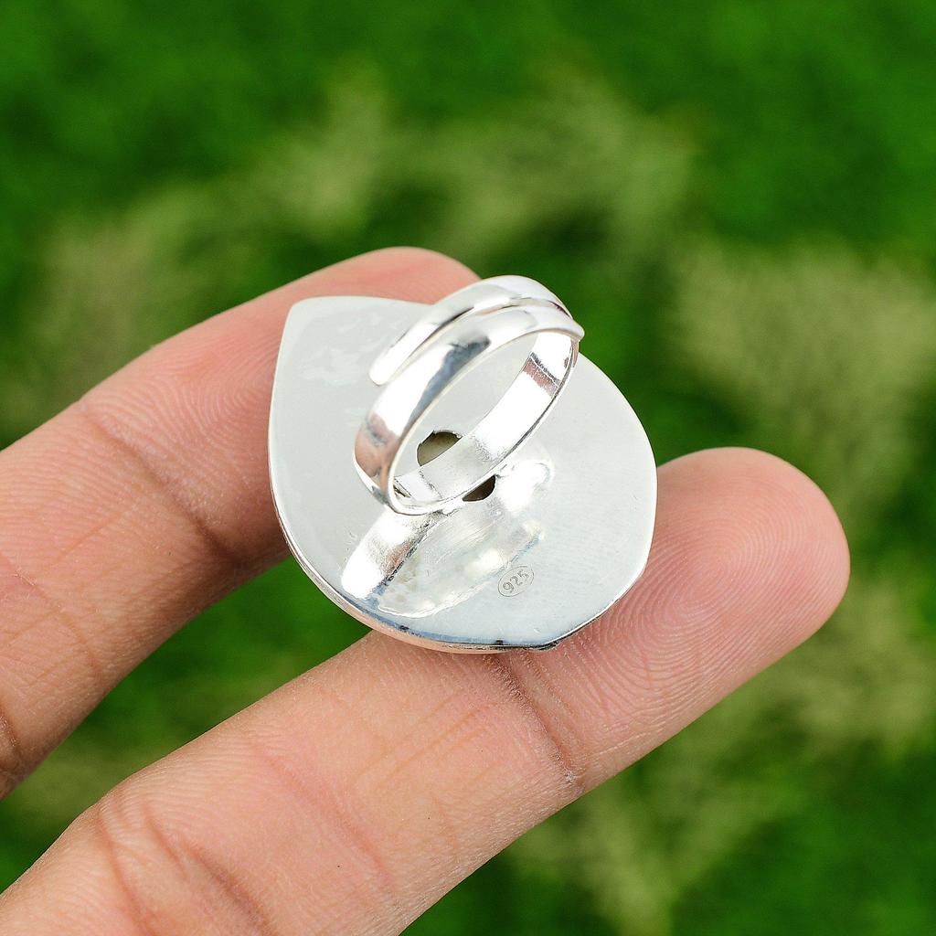 Natural Shiva Eye Shell 925 Silver Multi Stone Adjustable Ring For Women