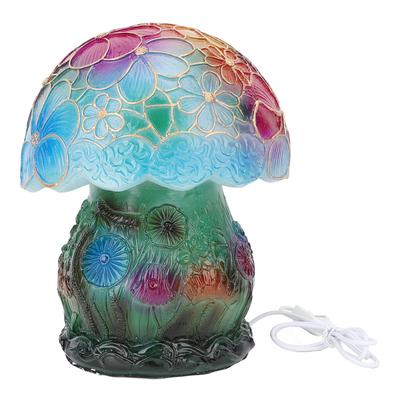 LED Mushroom Table Lamp Vintage Retro Painting Table Lamp Bohemian Resin Decorative Bedside Lamp