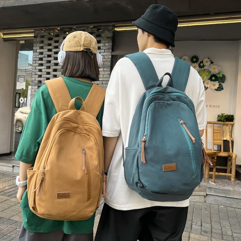 Color Simple Solid Letter Decoration Student Leisure Backpack For School