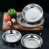 8 Pcs Stainless Steel Round 15cm Food Serving Tray Barbecue Plate Snack Dish Dinnerware Set Round Dinner Plate Stainless Steel