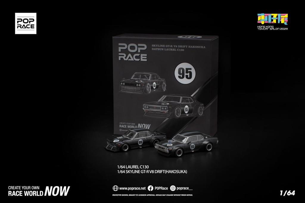 Genesis Company POP RACE LAUREL C130 TCS2025 SKYLINE V8 DRIFT TCS2025 Finished Models PR640351 PR640352 1/64 1/64 GT-R (HAKOSUKA)