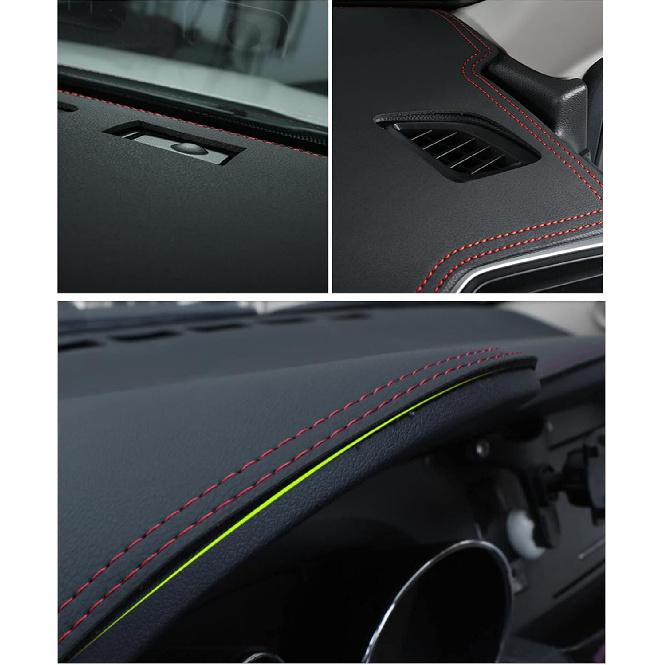 Black Leather Dash Mat Dashboard Cover Dashmat Interior Pad Compatible for Mazda 3 2019-2022 with Up HUD
