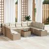 Garden Sofa Set with Cushions 10 Pcs Beige Poly Rattan