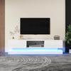 TV Media Cabinet, White High-Gloss TV Cabinet with LED Light, 2 Drawers, App Control, Anti-Tilt Design, for 60-Inch TV
