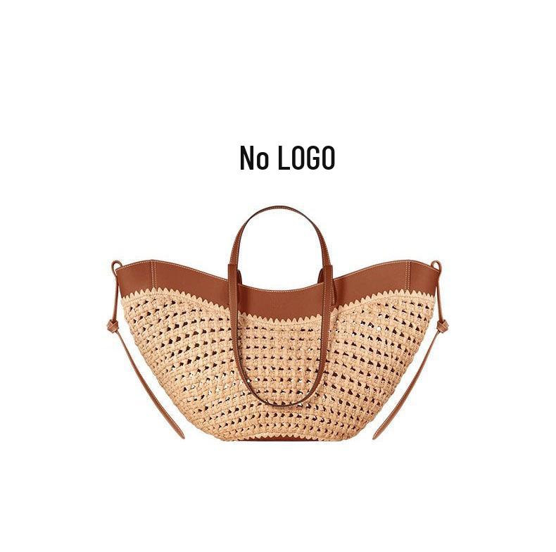 Borsa a Mano Polne Intrecciata in Vera Pelle: Borsa a Spalla alla Moda, di Grande Capacità, in Pelle di Mucca per Uso Casual o da Spiaggia