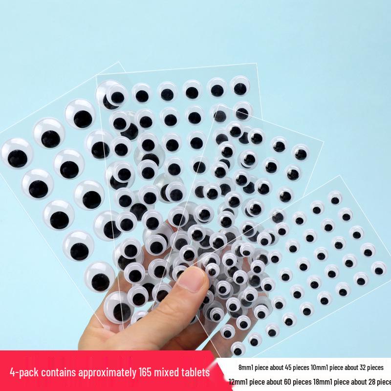 Black & White DIY 3D Googly Eyes with Adhesive Backing - Movable Eyeballs for Crafts & Animal Stickers