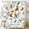 Personalized Bath Curtains Custom Printed Birds Floral Shower Curtain Set for Kids Bathroom Decor – Thompson Family Name Print (