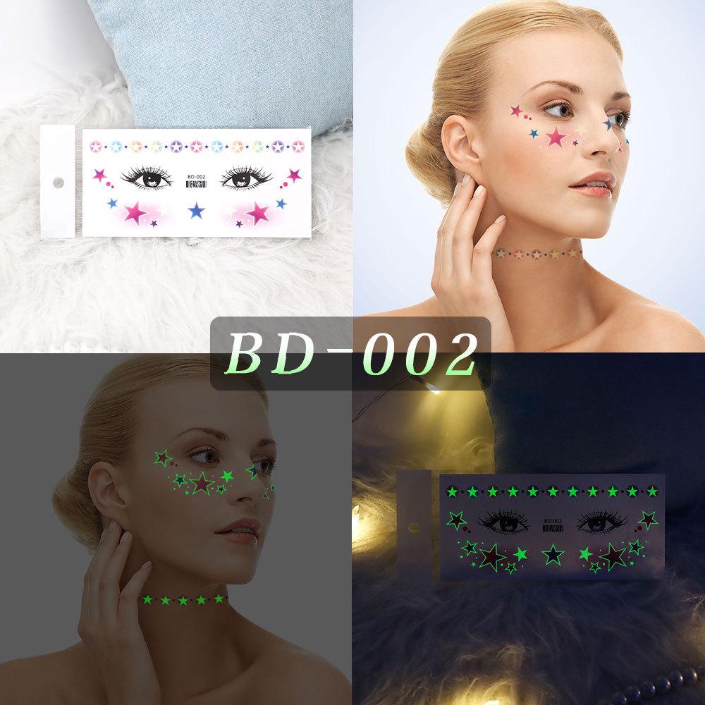 Rikalong Luminous Music Festival Face Stickers - Cartoon Beauty Makeup for Parties 158*75mm