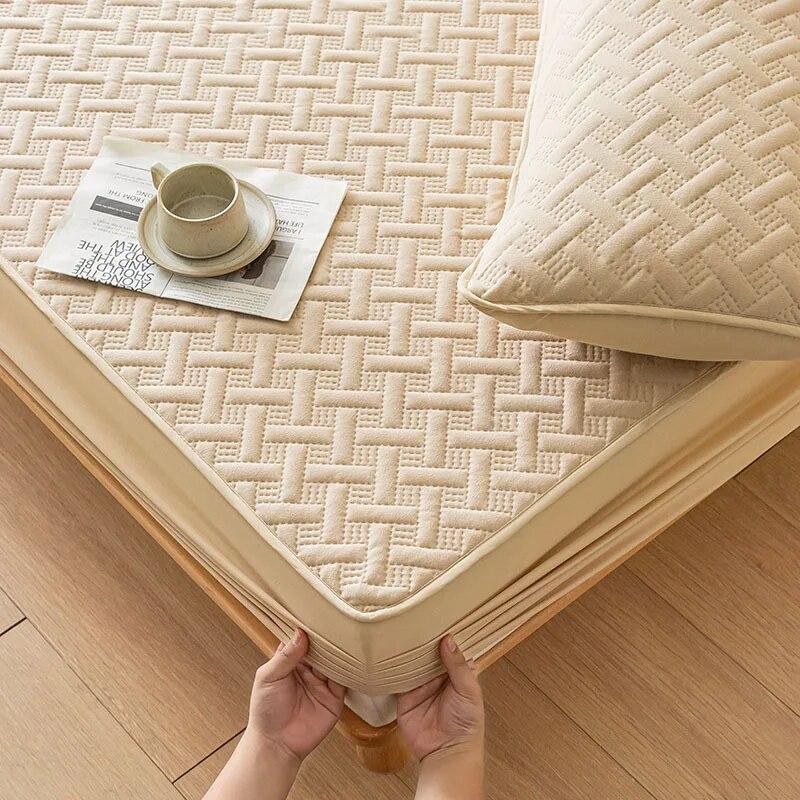 Soybean Fiber Thicken Mattress Protector Cover for Twin/Double/Full/Queen/King Beds Cotton Elastic Fitted Sheet Soft Bed Covers