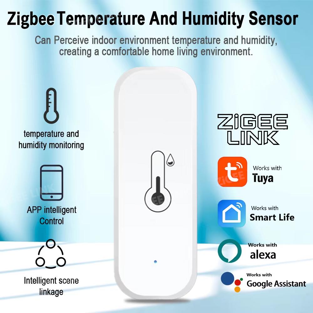 Tuya Zigbee 3.0 Temperature and Humidity Sensor Smart Home Indoor Thermometer Hygrometer Monitoring APP Remote Work with Alexa