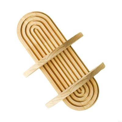 Oval Threaded Wooden Wall Shelves Natural Decorative Boho Style Rack Vintage Geometric Artistic Wooden Stand Plant Decorative