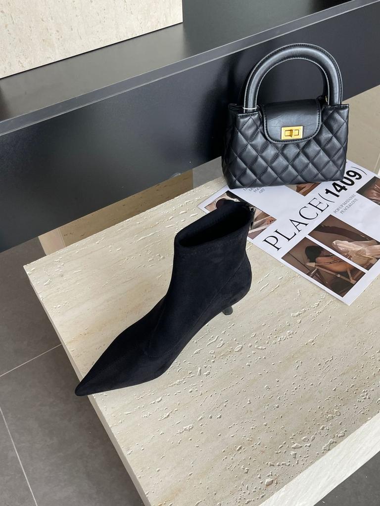 2025 new pointed stiletto suede rear zipper fashion Martin Chelsea women's shoes